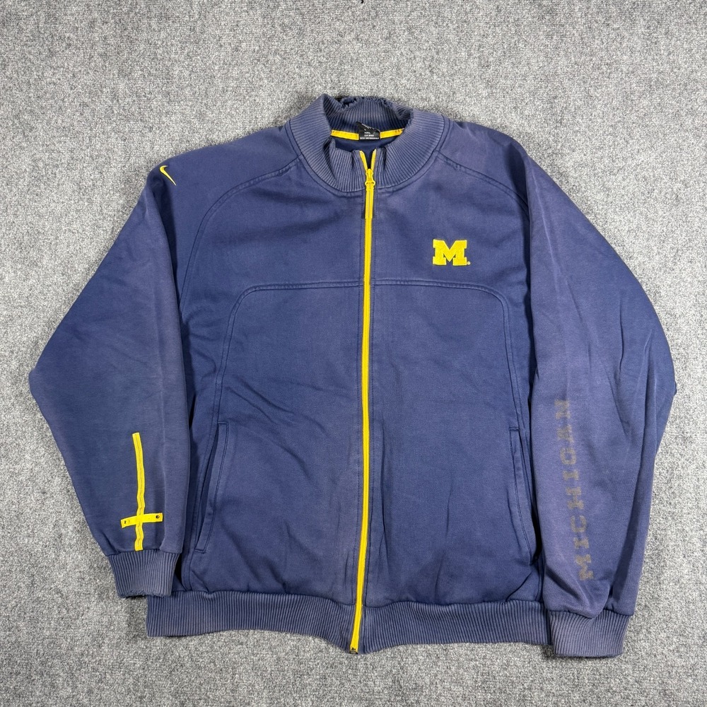 VTG Nike Michigan Wolverines Sweatshirt Mens 2XL Blue 1/4 Zip Fleece NCAA 90s